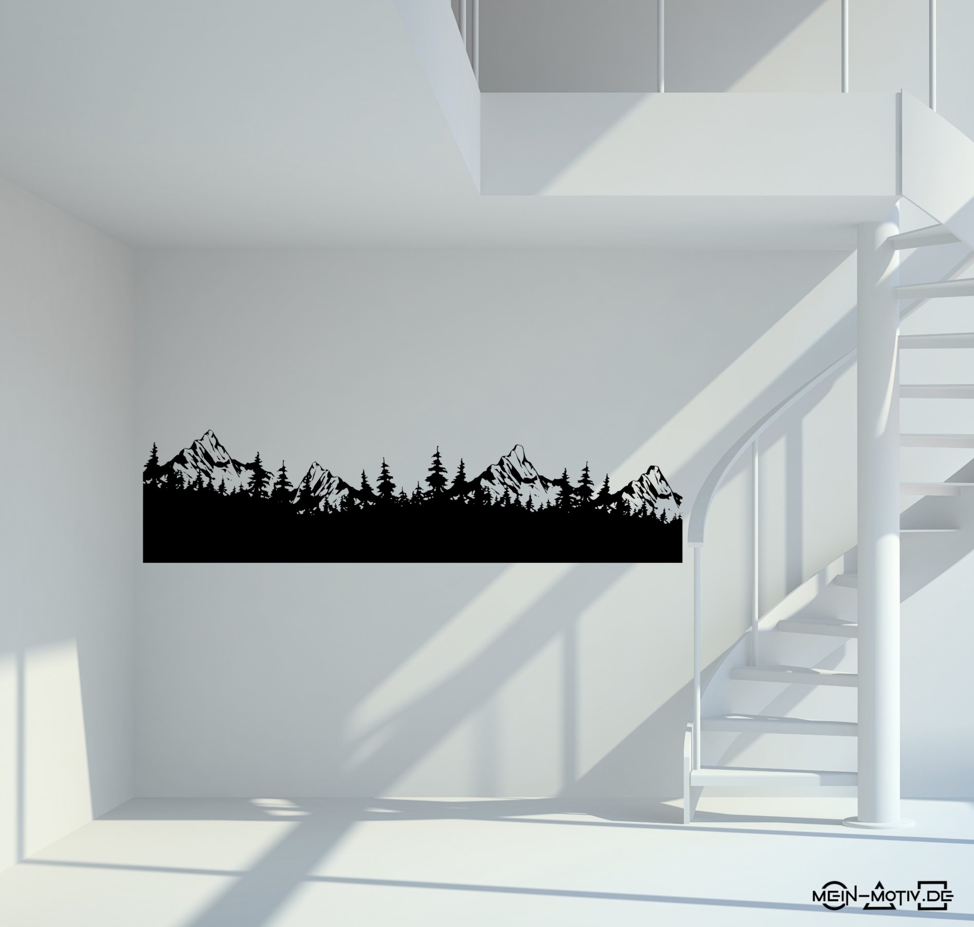 46363 Wald und Berglandschaft Silhouette Wandtattoo